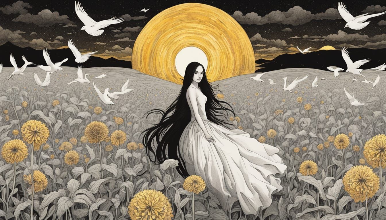 Surreal Astral Realm with Glowing Creatures and Delicate Bir...