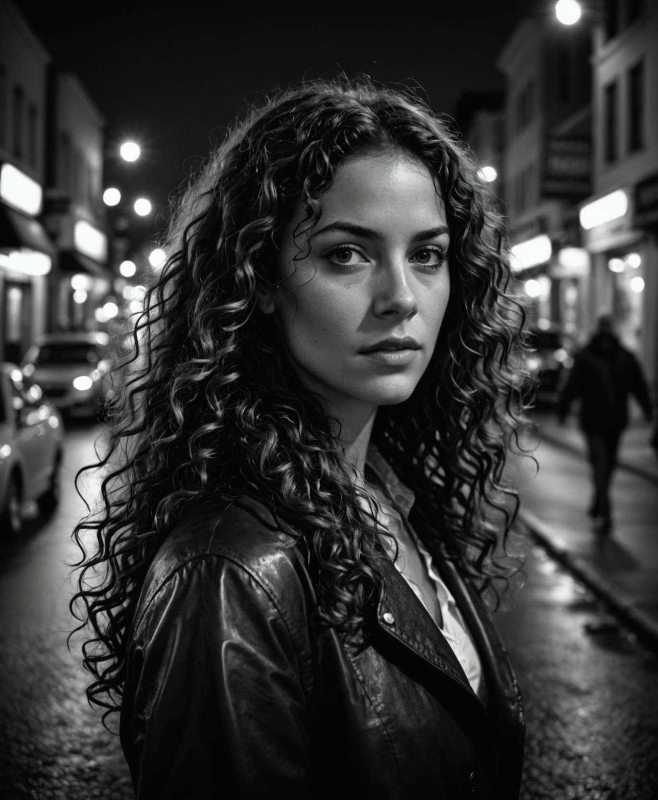 Moody Nighttime Portrait of a Young Woman