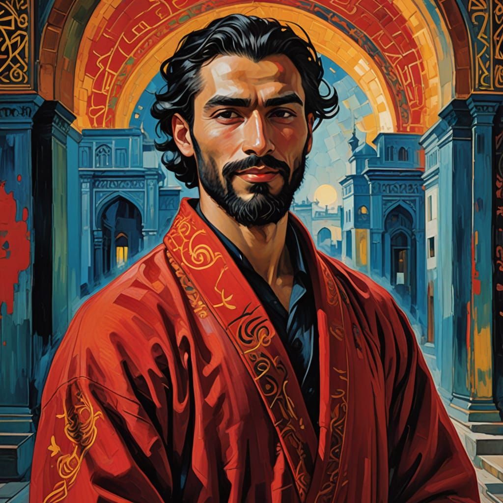 Elegant Peruvian Man in Ancient Iranian Mosque