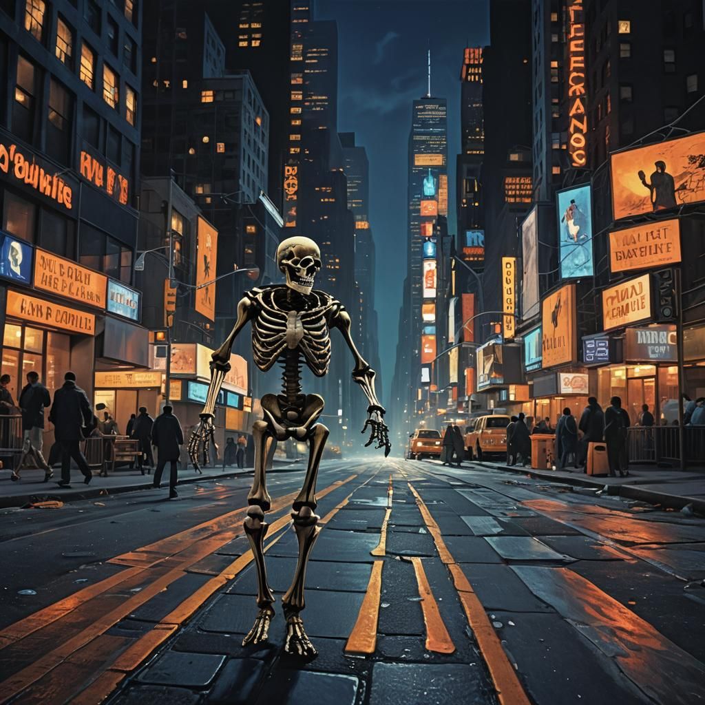 Skeleton's Manhattan Marathon Under Full Moon