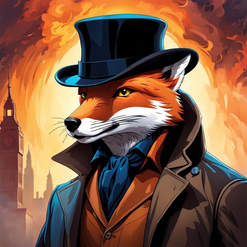 Fox as Sherlock Holmes in Hyperrealistic Style
