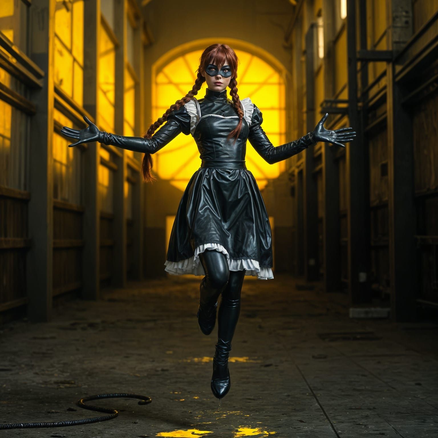 Slime Maid in Abandoned Factory: 3D Digital Art