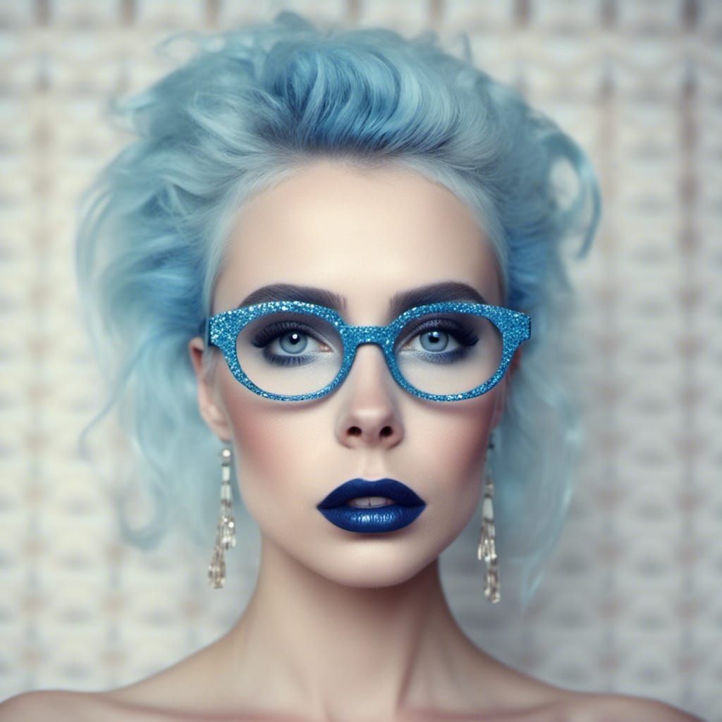 Woman with Bob Haircut and Bold Makeup Portrait