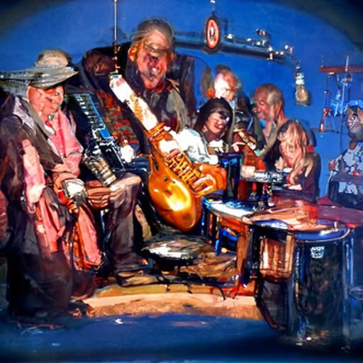 Lively Blues Club Scene as Oil Painting