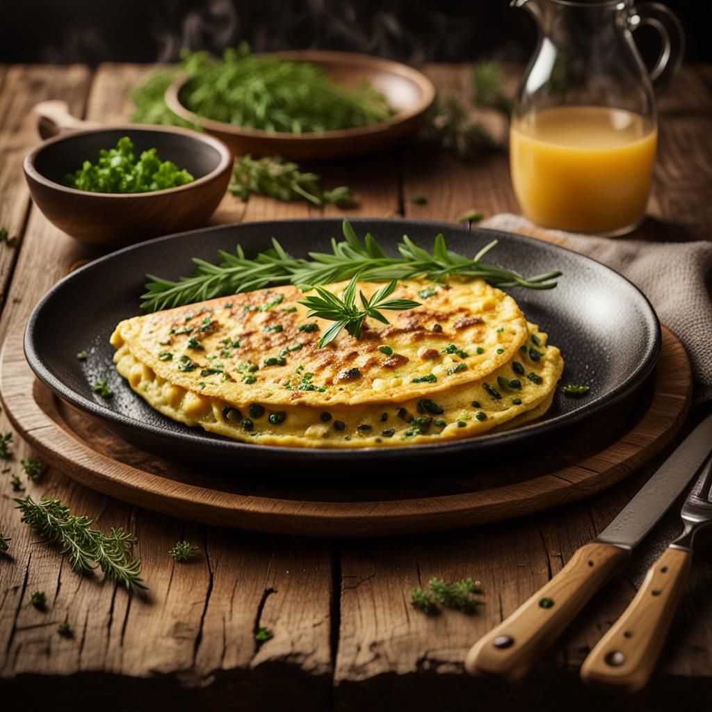 Steaming Omelette Food Photography in Chiaroscuro Style