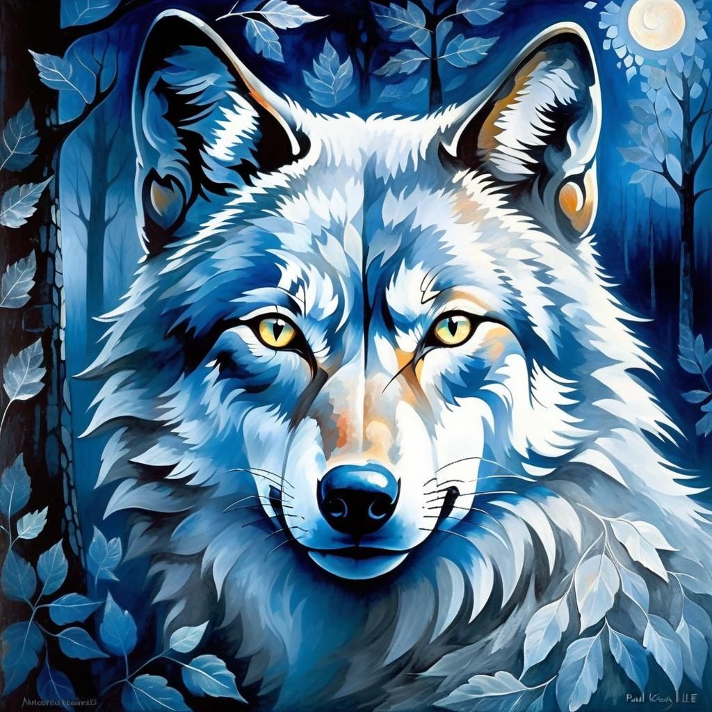 Dreamlike Wolf Face in Ethereal Expressionism