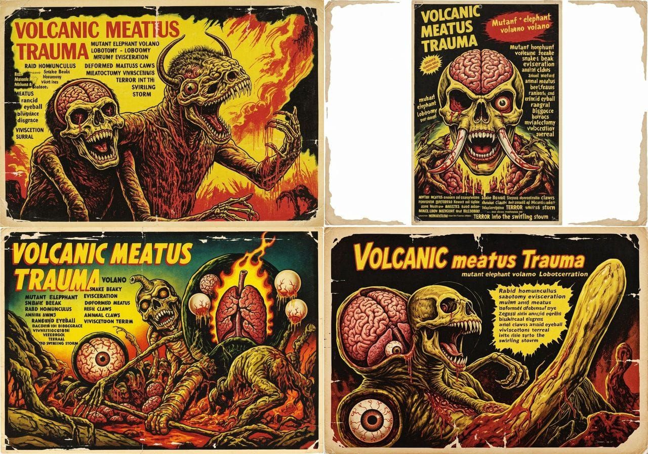 Vintage Horror Poster: Volcanic Meatus Trauma