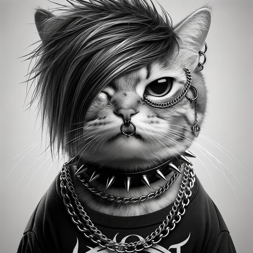 Emo Cat with Piercings and Chains