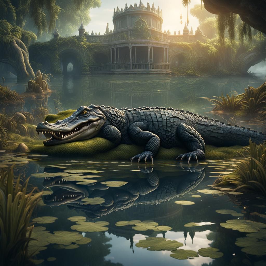 Alligator Pond: Detailed Matte Painting