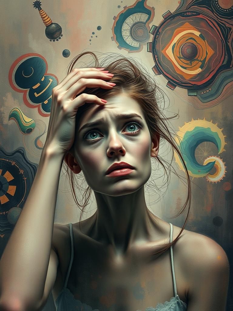 Bewildered Woman in Dreamlike Rothko-Inspired Digital Art