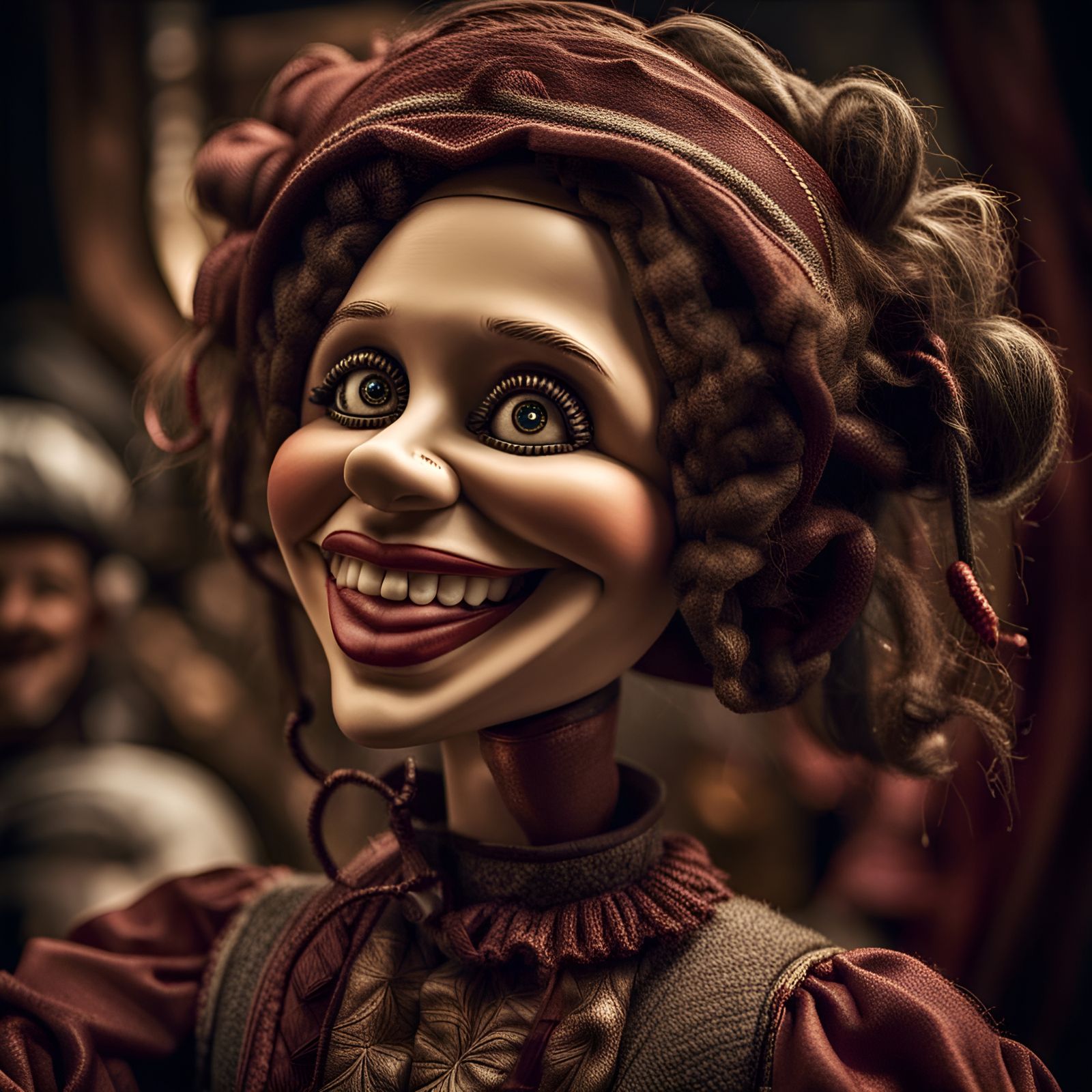 Hyperrealistic Smiling Puppet in HDR