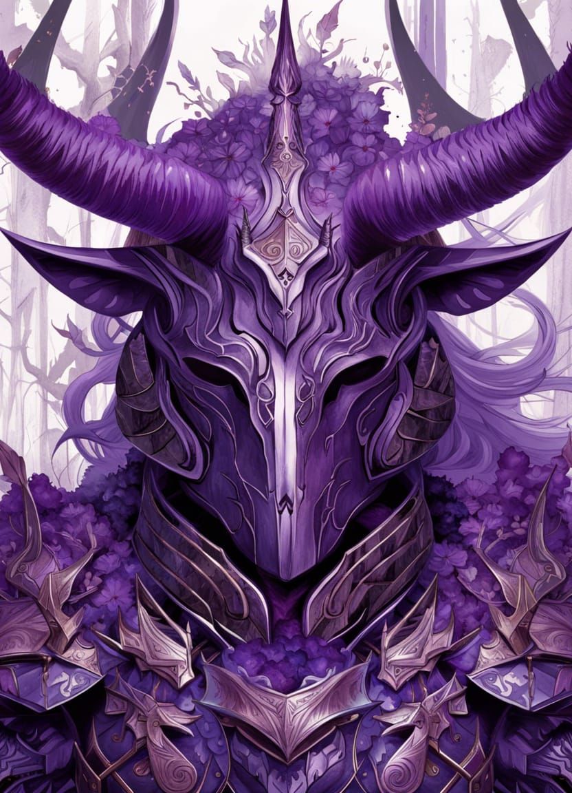 Wood Knight in Violet Armor: Digital Art