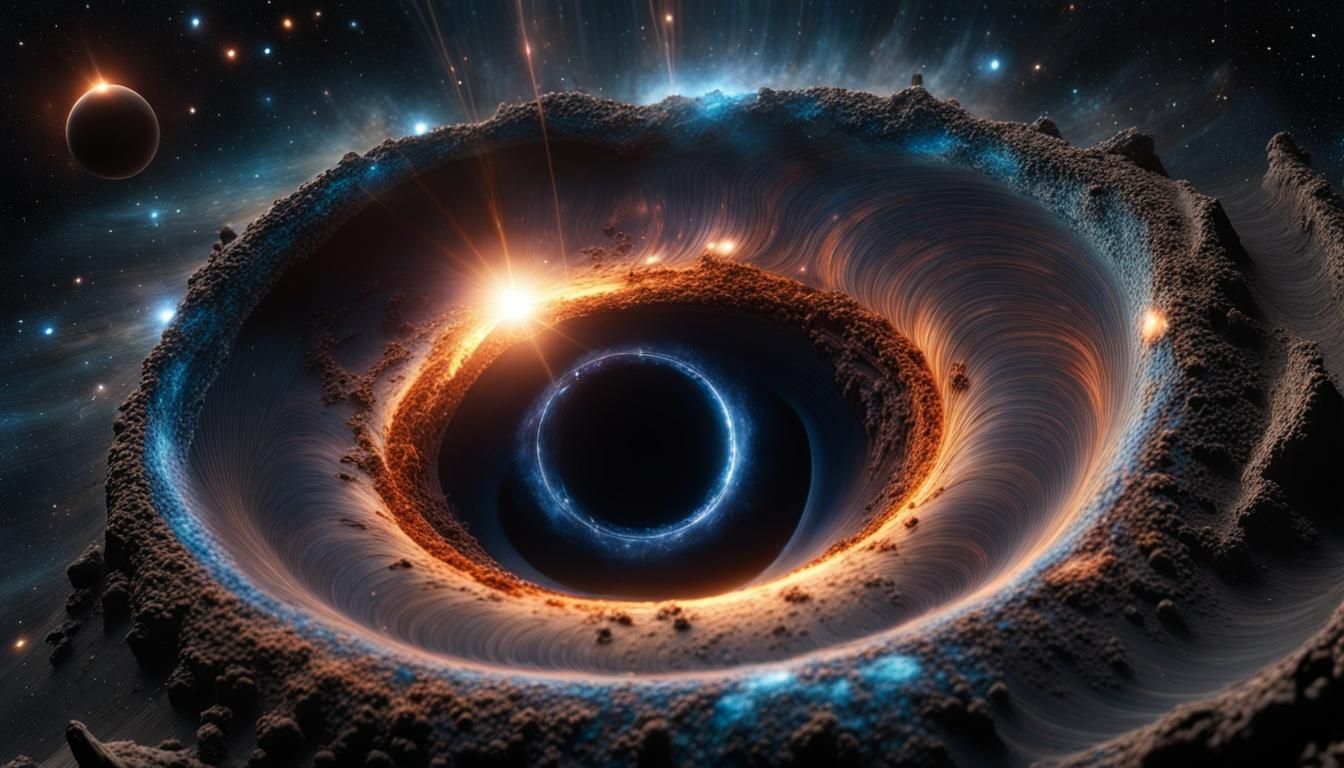 Celestial Black Hole Portrait in Hyperrealistic Style