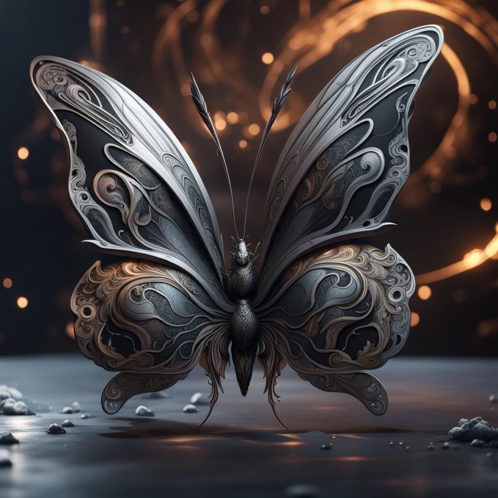 Silver and Black Phoenix Butterfly Concept Art