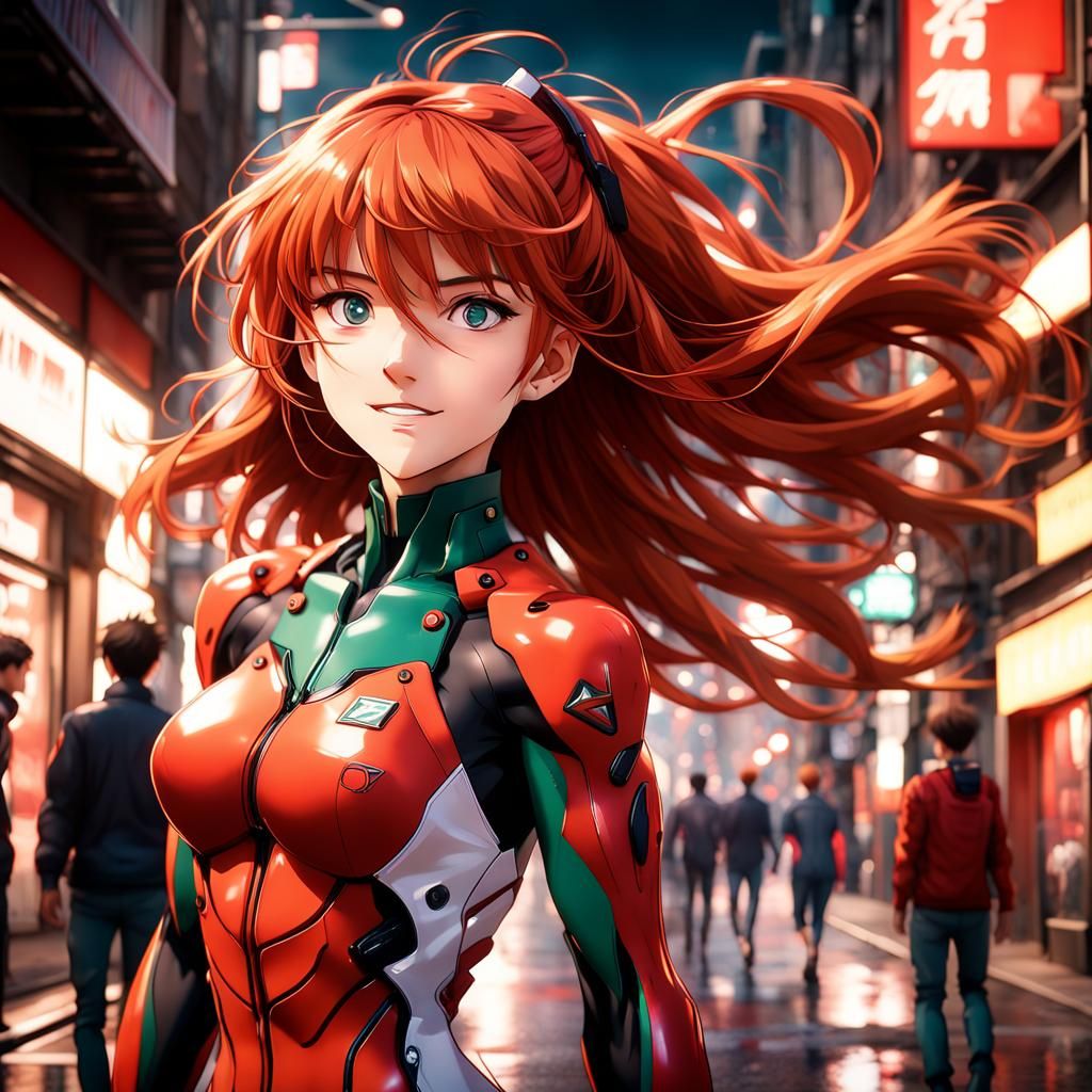 Asuka Langley Sohryu Smiling in the Wind