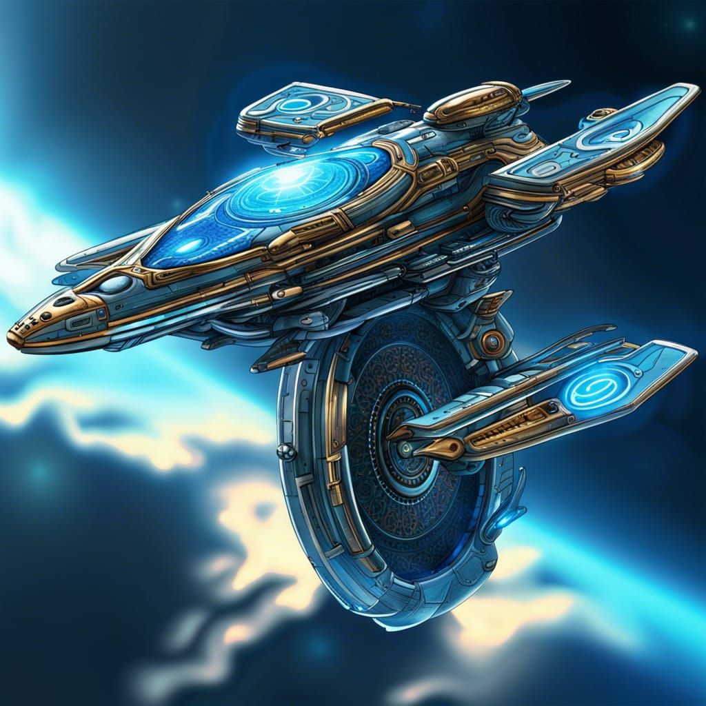 Chrono trigger, epoc, flying time machine, hyper futuristic, incredible detail, four wings, metallic reflective chrome, ...