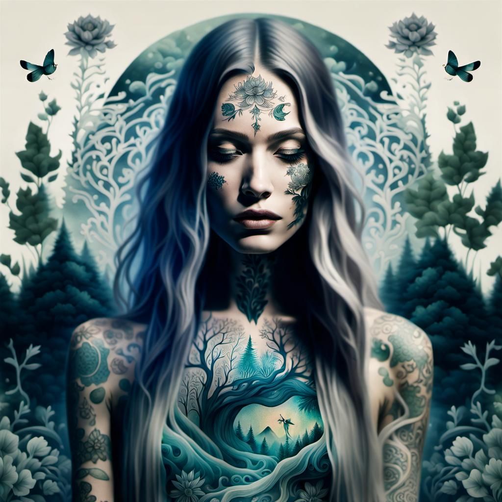 Surreal Tattoo Art of Celestial Sacred Water