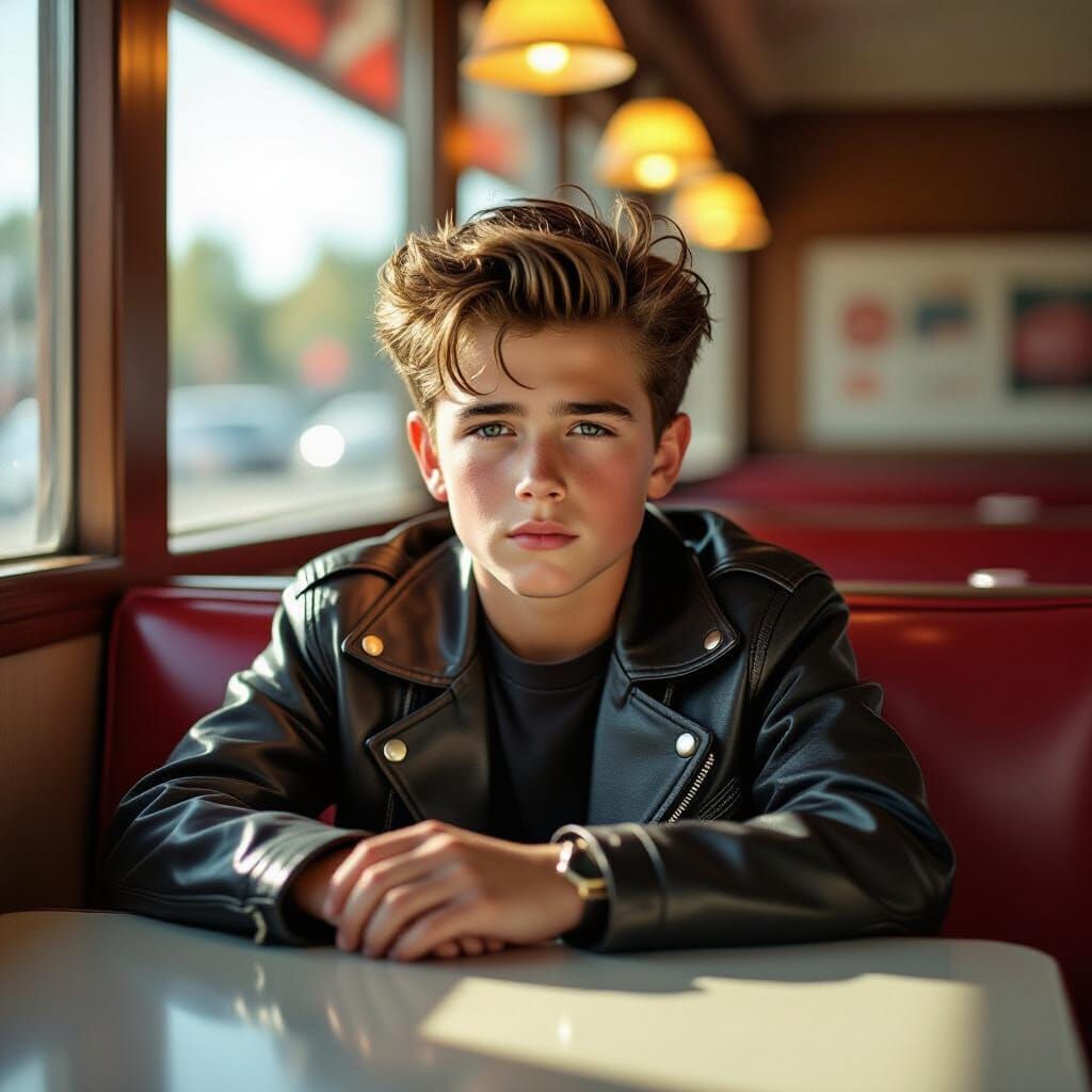 Young Man with Rebellious Charm and Intelligent Gaze in Dine...