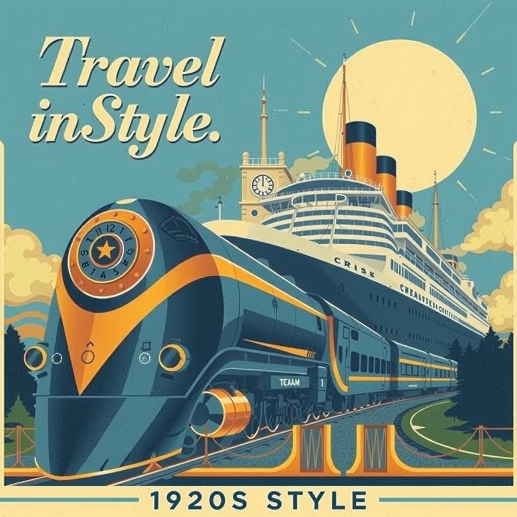 1920s art deco style travel poster