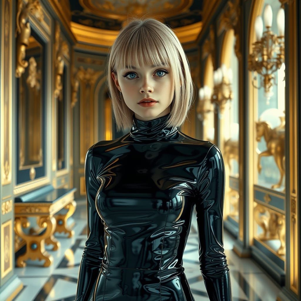 Futuristic Woman in PVC Dress, Syd Mead Style