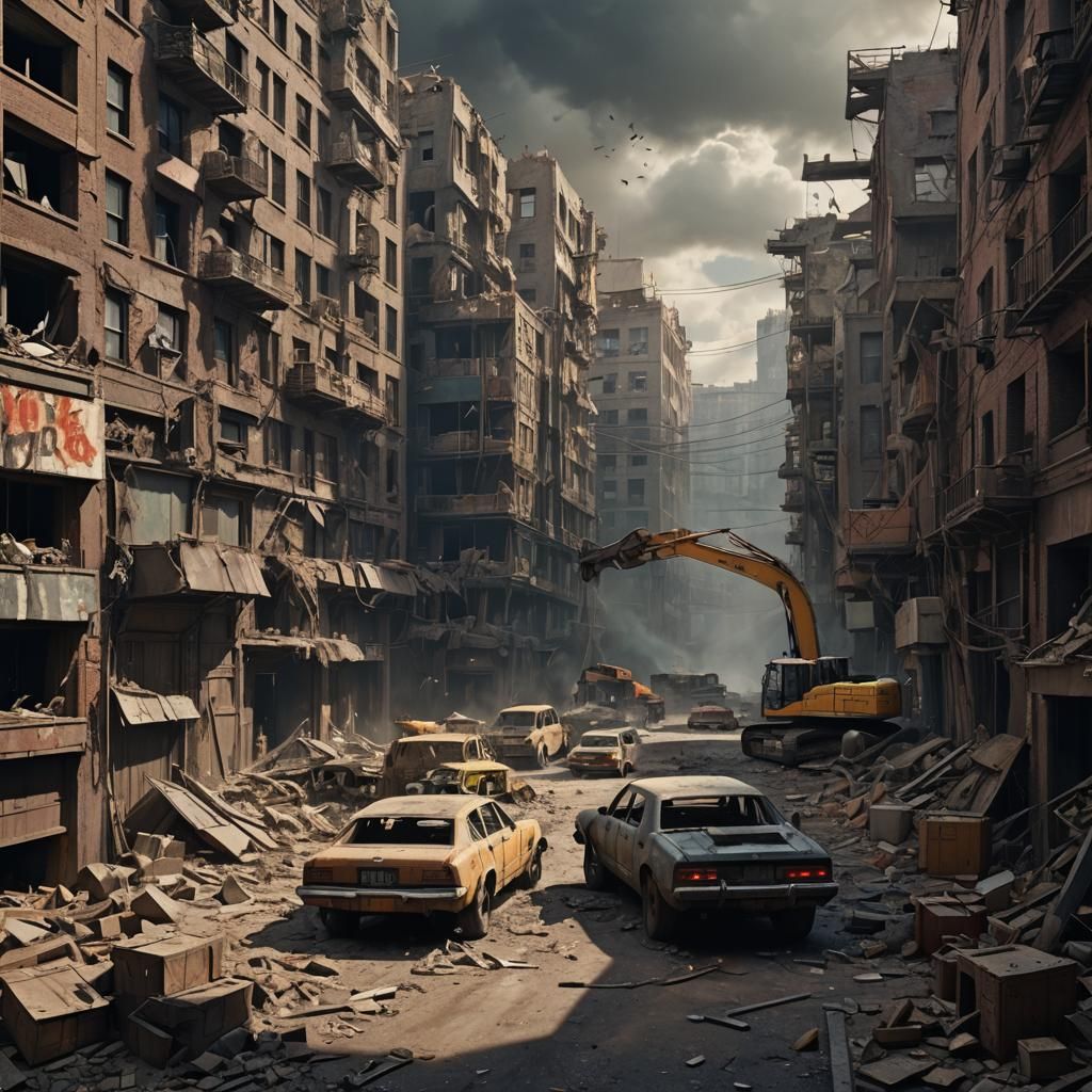 Dramatic Demolition Alley Digital Matte Painting