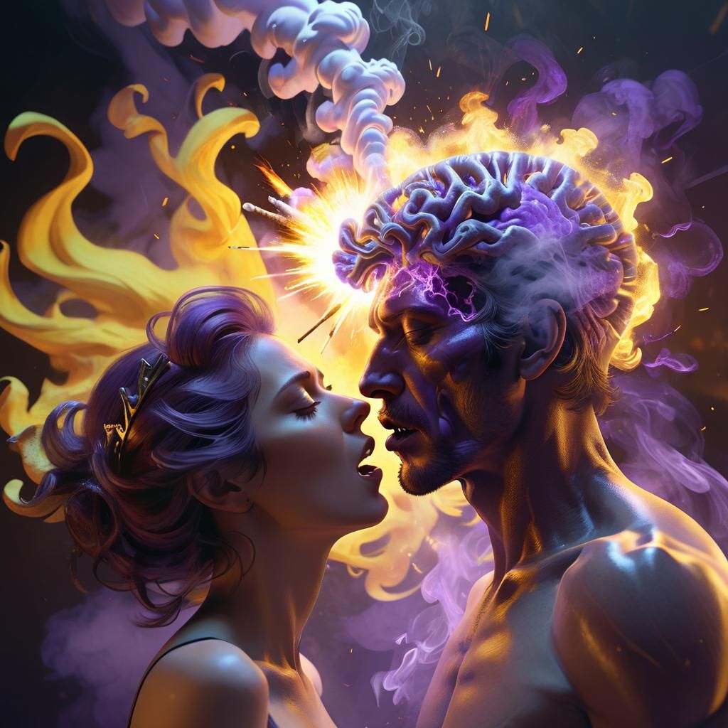 Smoky Woman Emerges from Exploding Mind