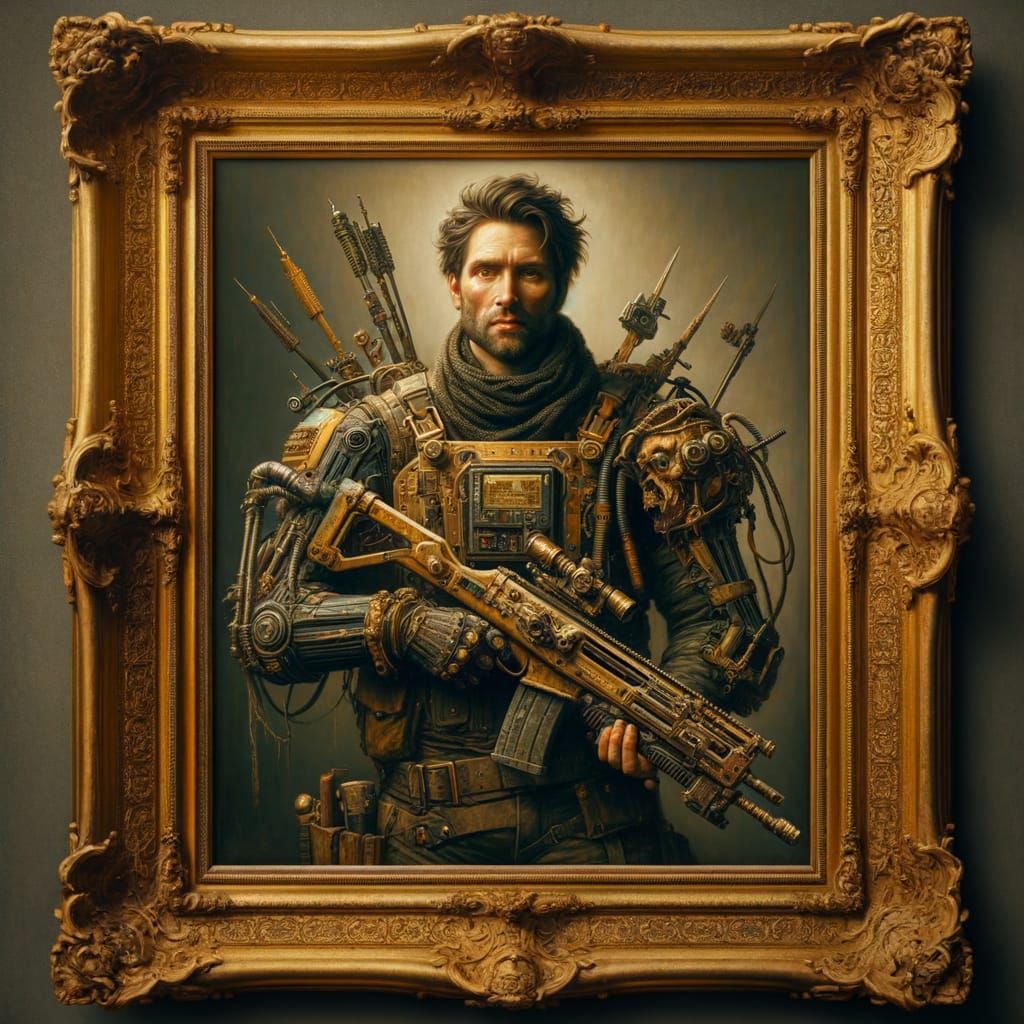 Renaissance Oil Portrait: Post-Apocalyptic Soldier