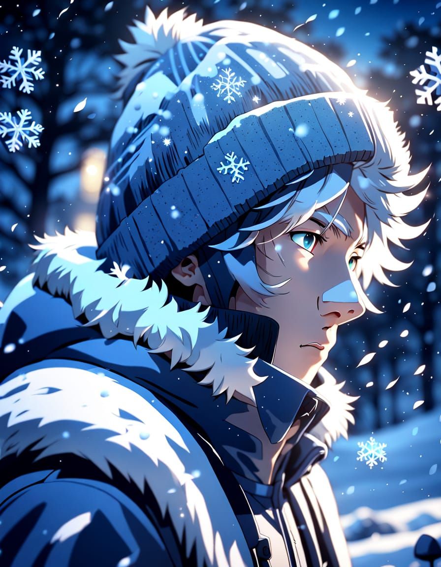 Winter Anime Character in 3D Cel-Shaded Style
