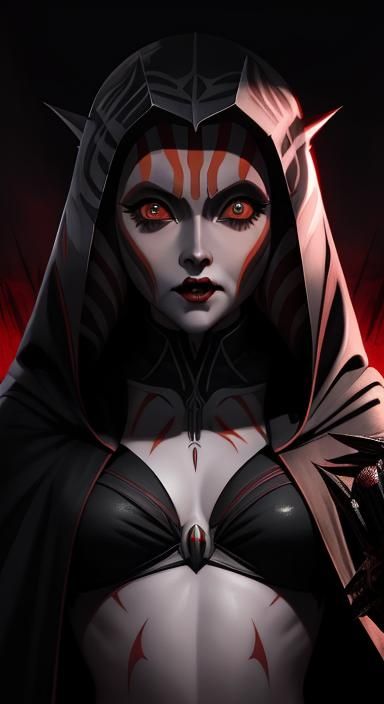 Vampire Ahsoka in Horror Art Style