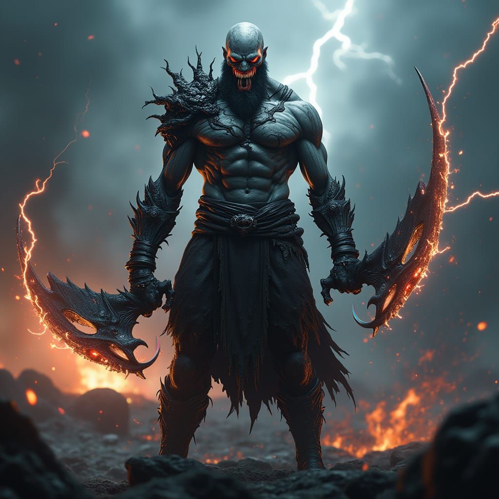 Cyberpunk Dark Fantasy Hybrid: Kratos and Venom Unite
