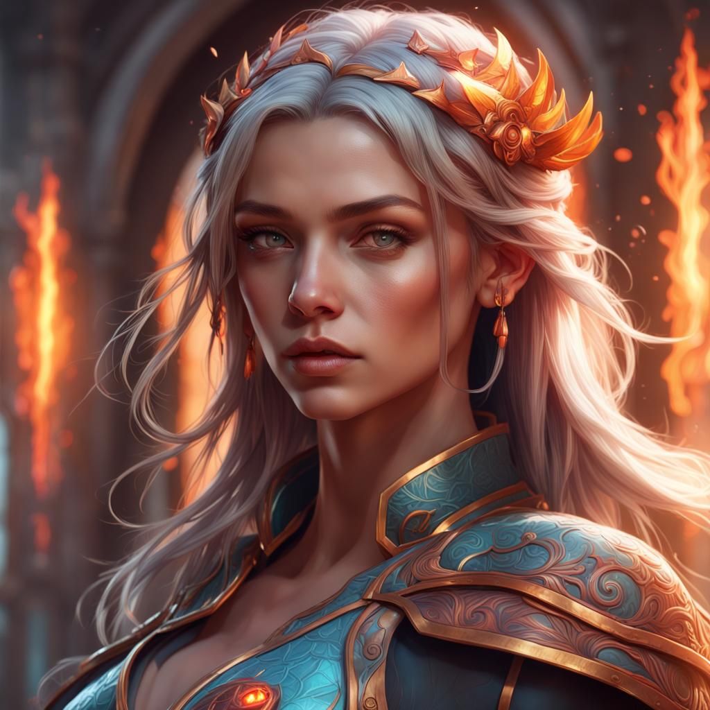 Ember from Elemental as Human: Hyperrealistic Portrait