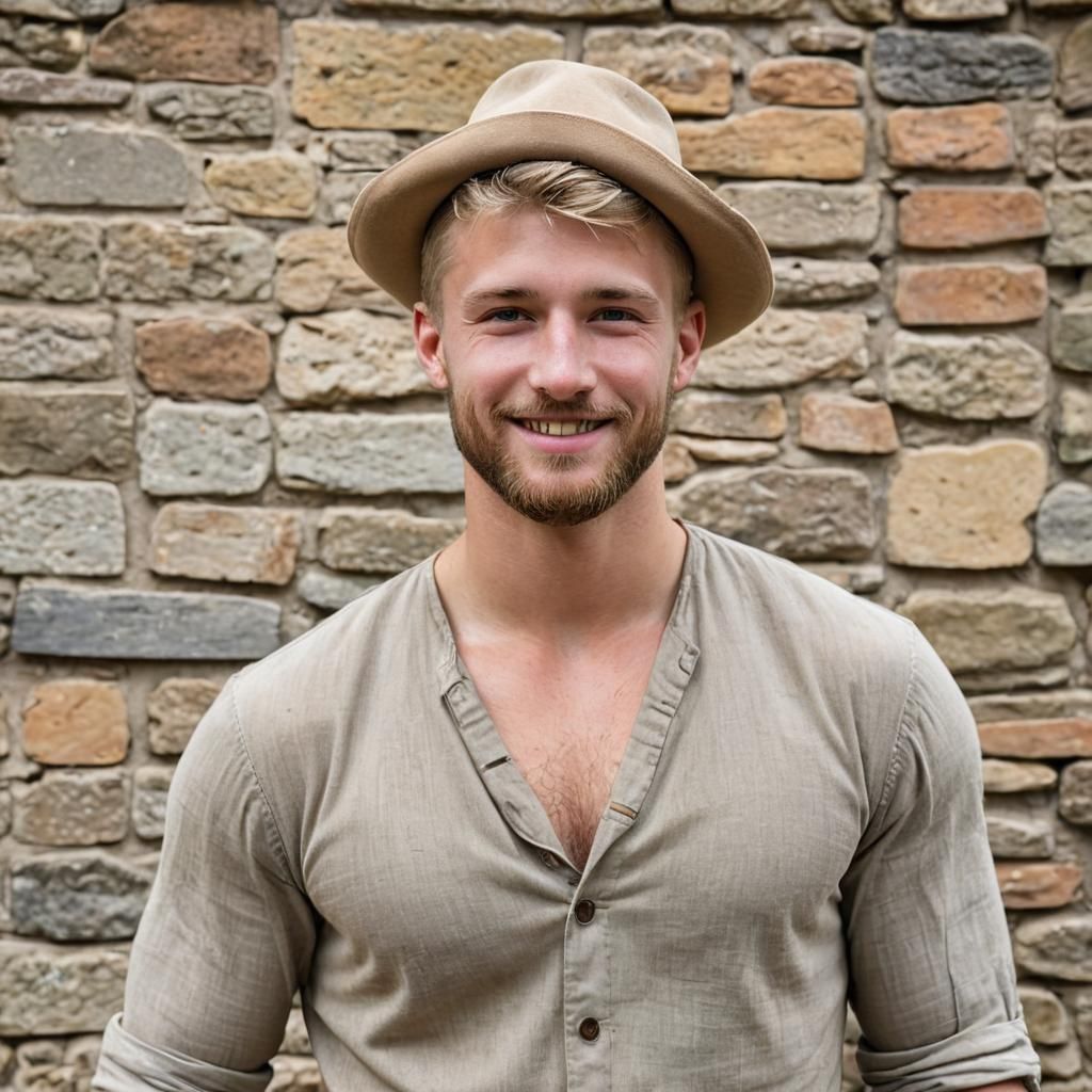 Charming Gentleman in 1920 Village Style Portrait