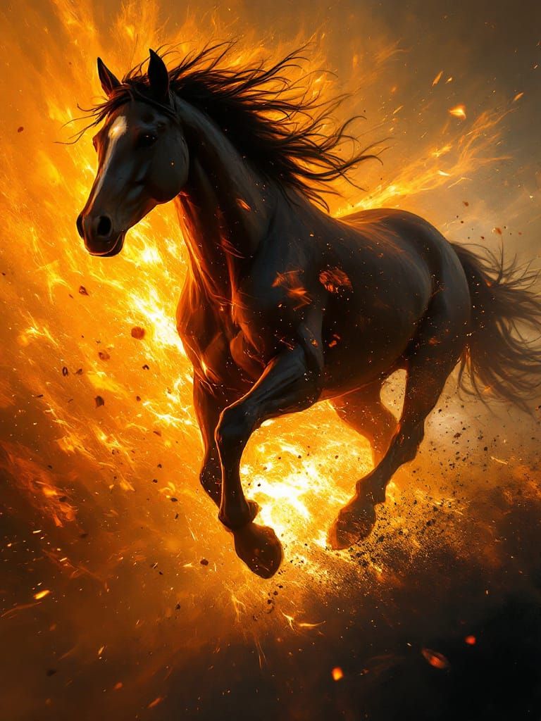 Ethereal Horse Gallops Through Luminous Twilight