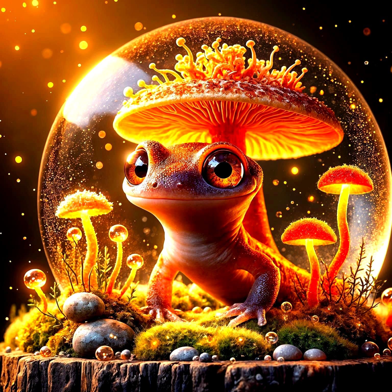 Orange mushroom salamander