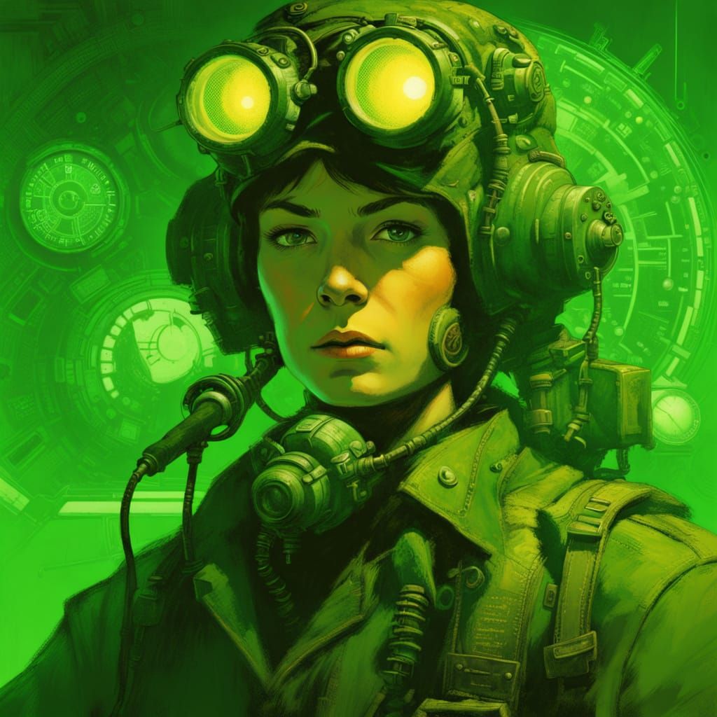 Mysterious Sonar Operator in Dieselpunk Style