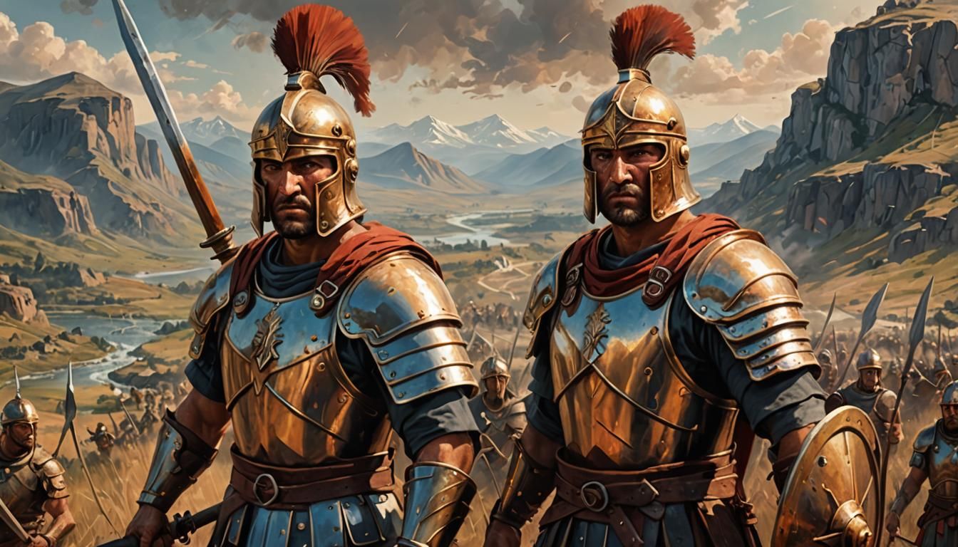 Roman Legionnaire Portrait in Metallic Oil Paint