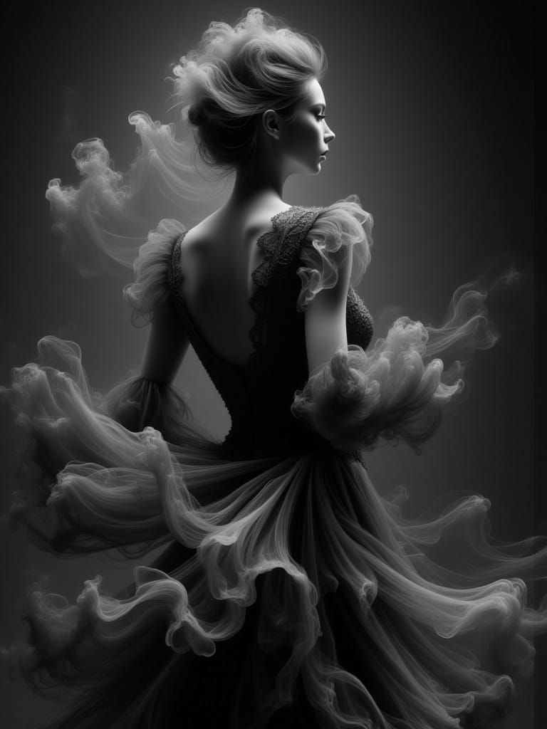 Elegant Woman in Black and White Film Noir