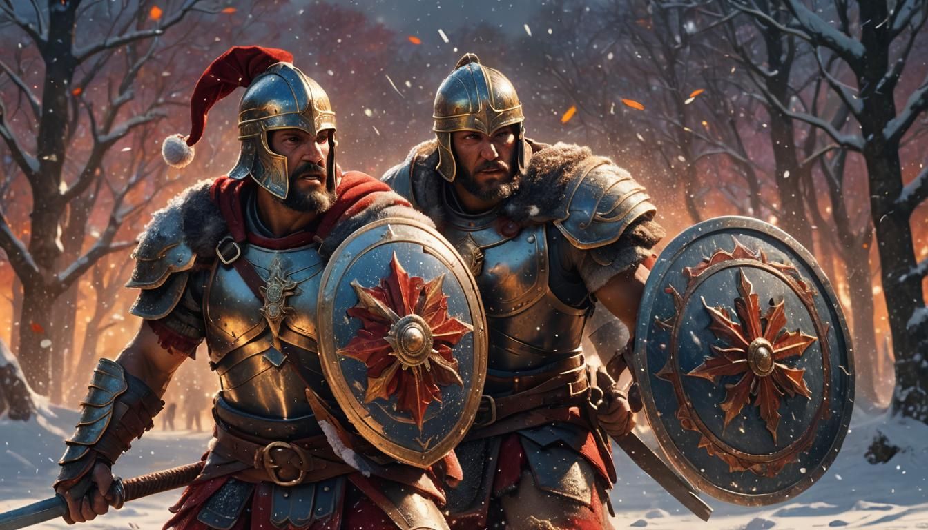 Christmas Gladiator in Snowy Winter Wonderland