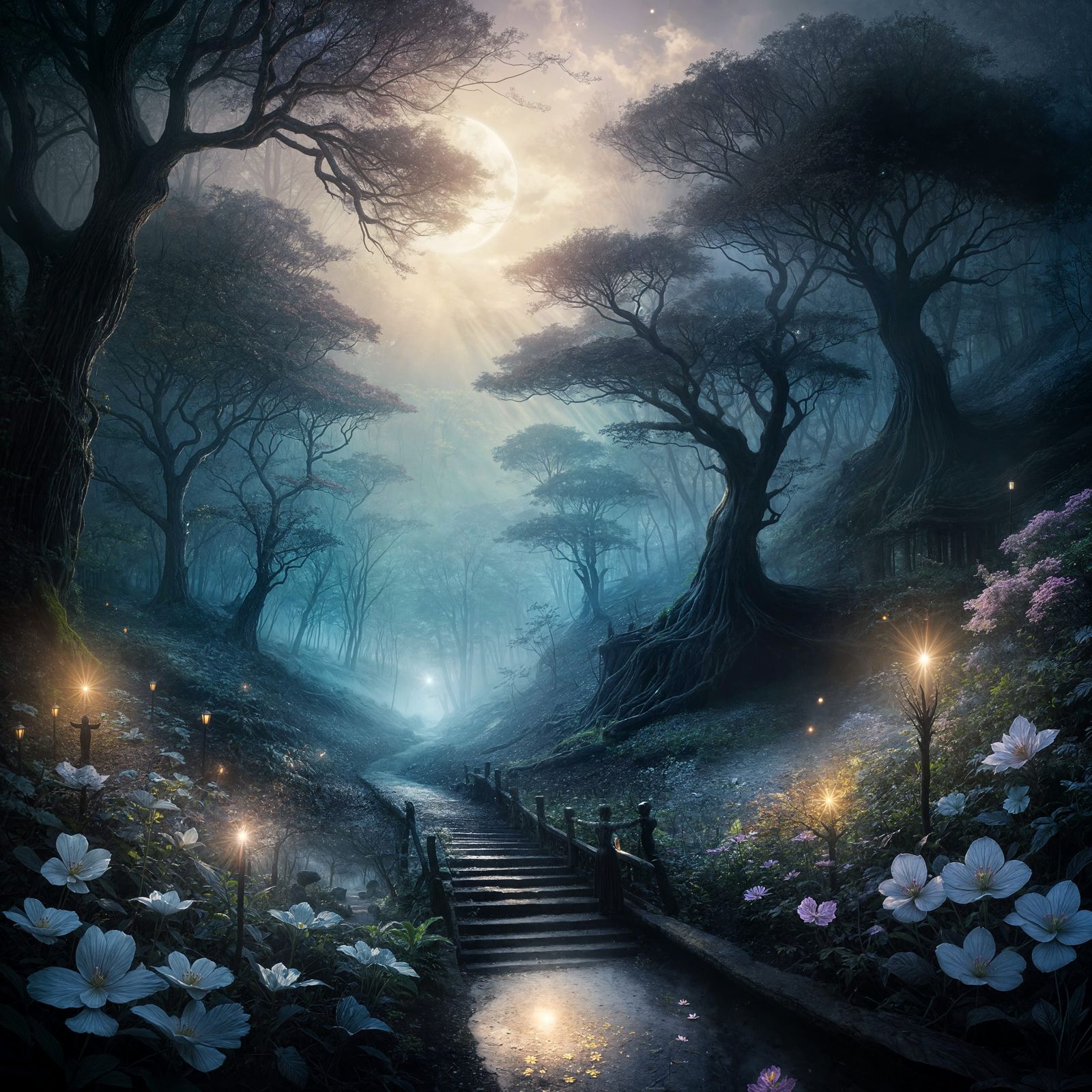 Ethereal Shadow Emerges from Flowery Twilight