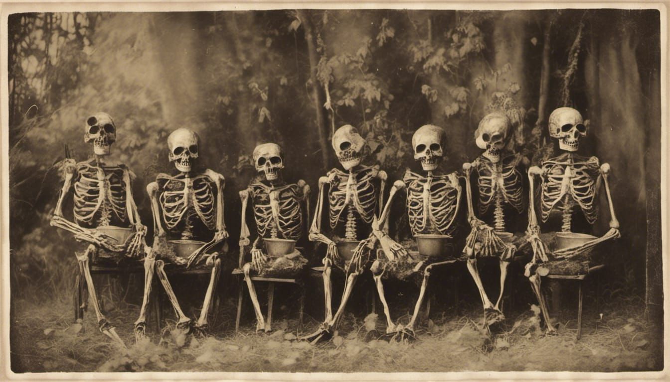 Skeleton Jug Band with Macabre Aesthetic