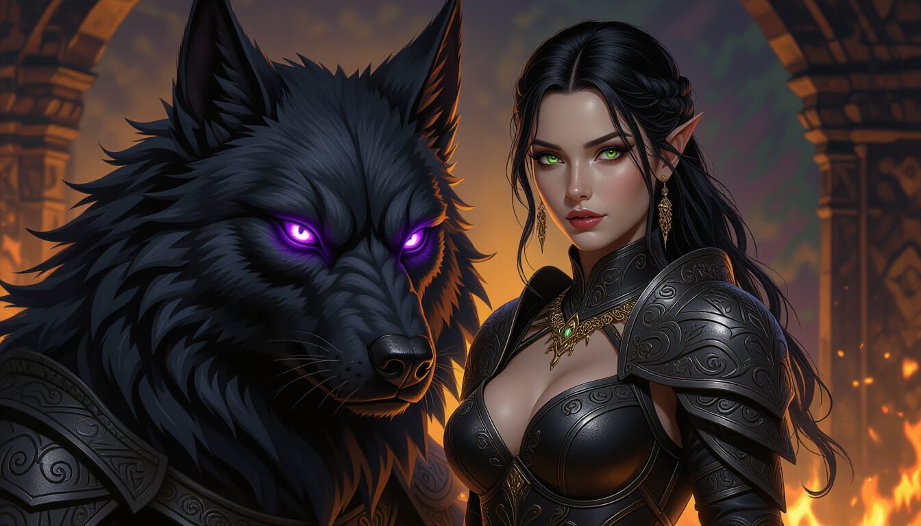 Hellhound Guardian in Art Nouveau Style