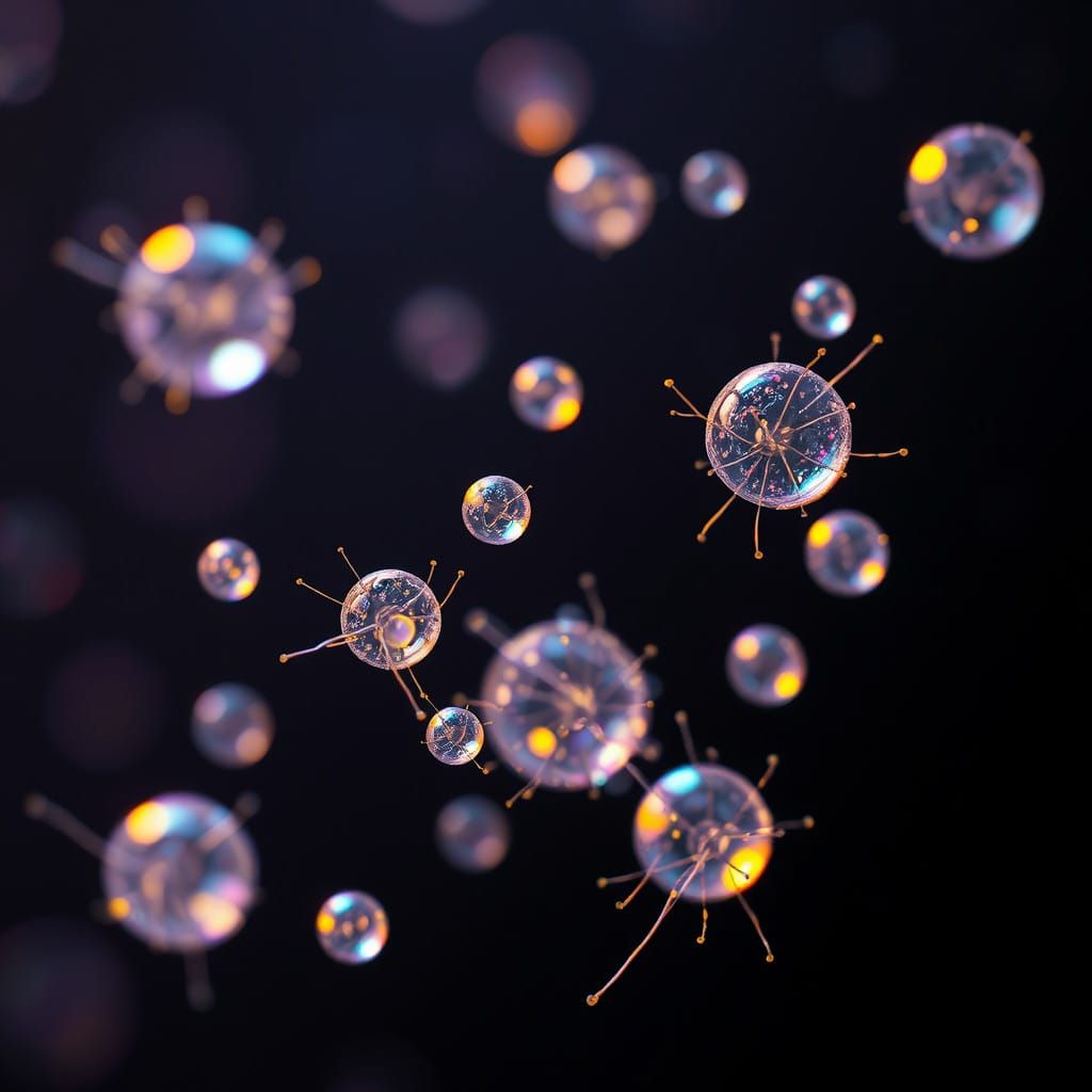 Glowing Microbial Bloom in Neon Hues