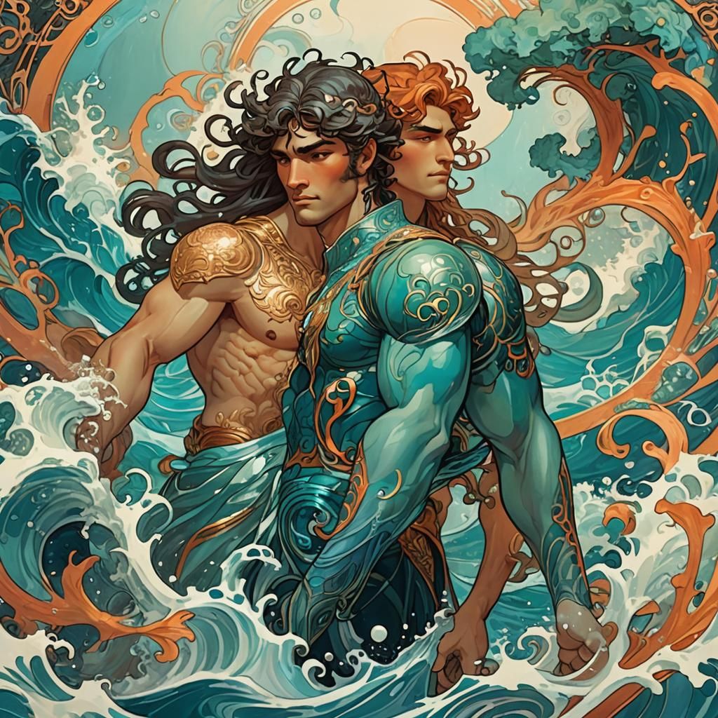 Art Nouveau Son of Triton and Poseidon
