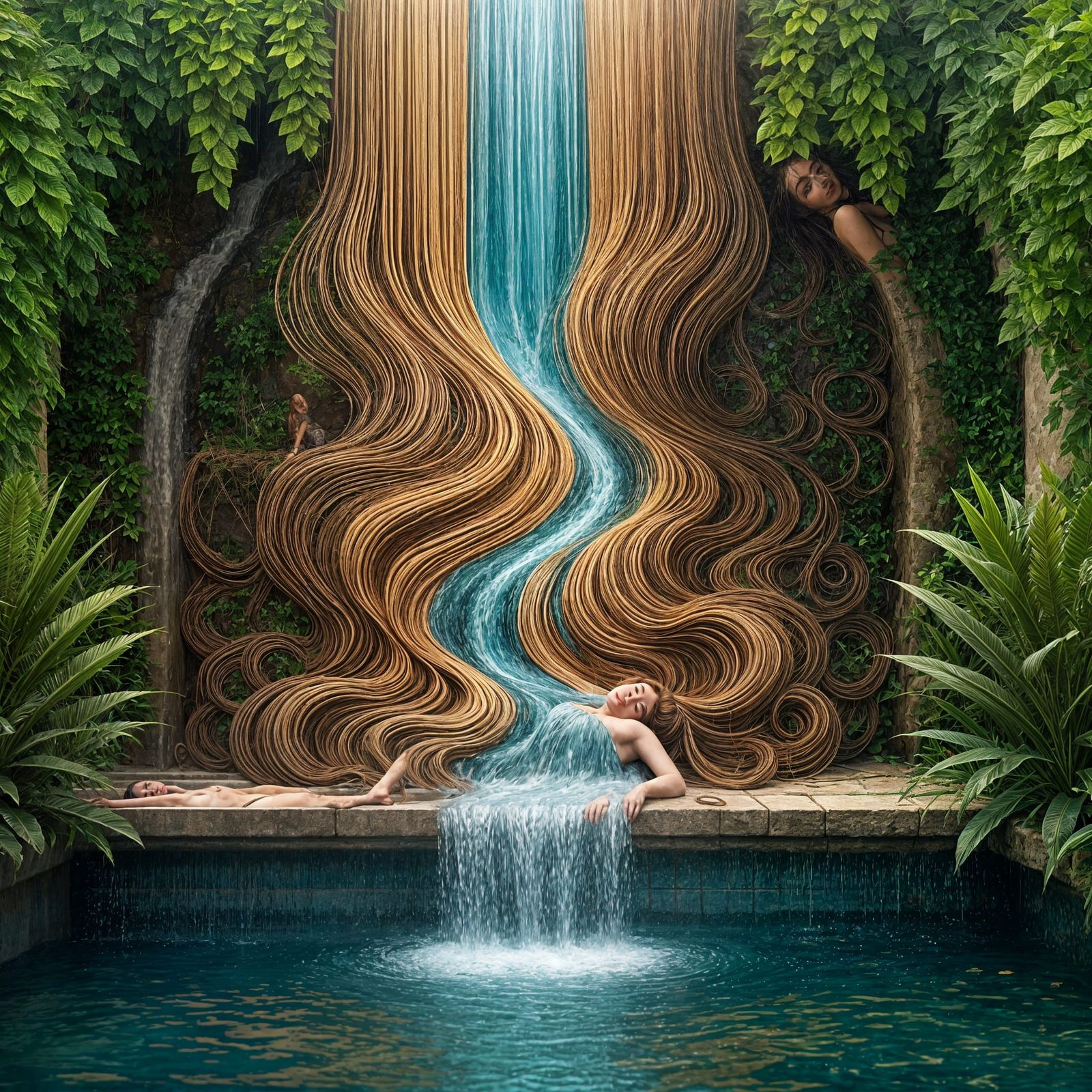 Surreal Waterfall Landscape with Dreamlike Beauty