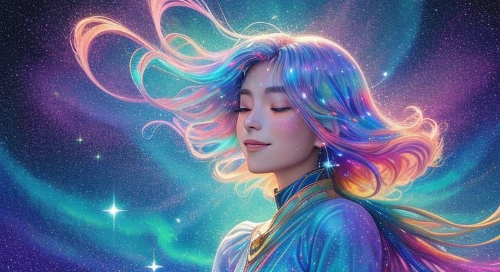 Ethereal Astral Girl in Vibrant Ghibli Art Style