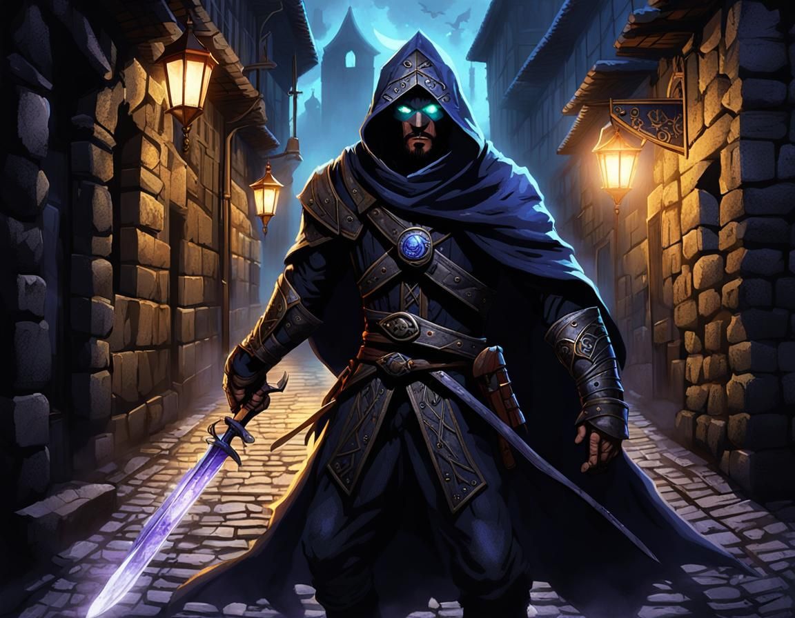 Mysterious Nightblade Conceals Self in Shadowy Alleyway