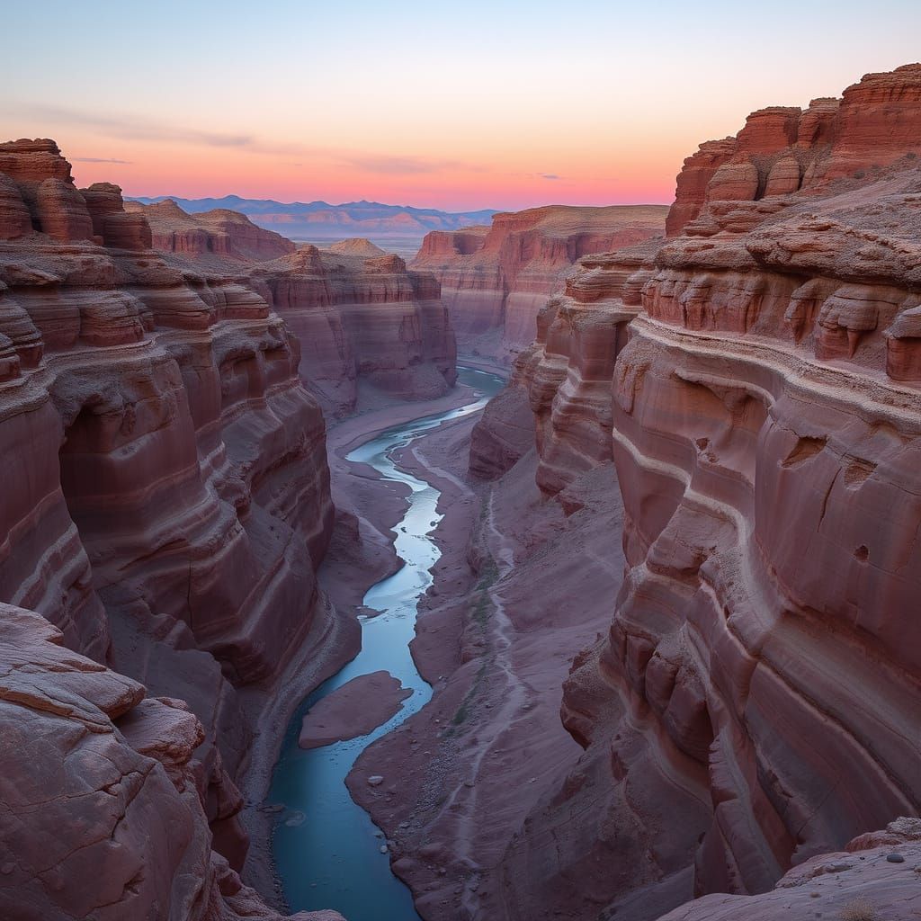 Twilight Desert Canyon Poem in Ancient Rocks