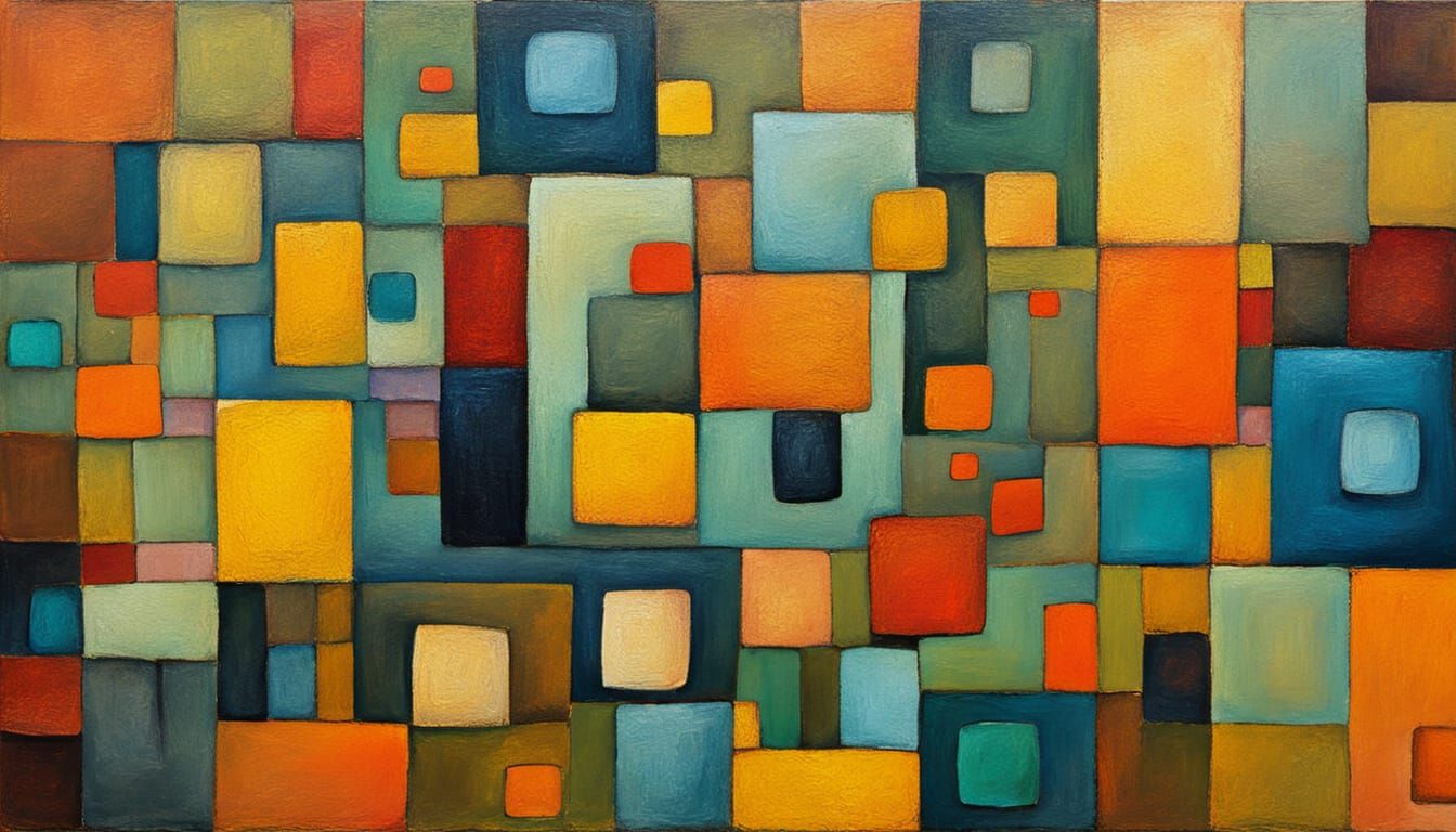 Abstract Geometric Portrait in Paul Klee Style