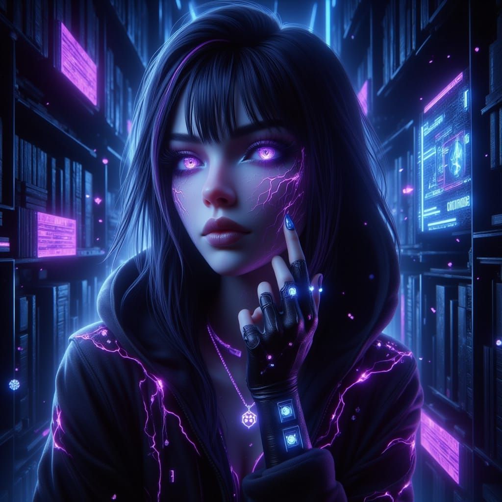 Cyberpunk AI Avatar: Digital Art Portrait