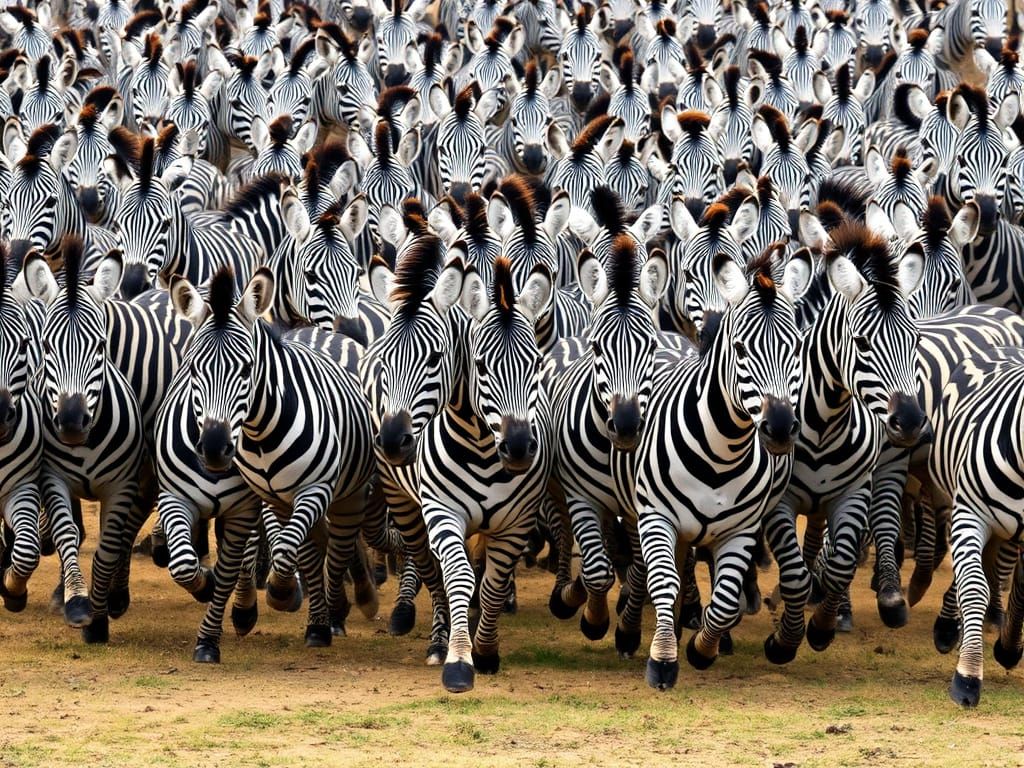 Wild Zebras in Unison, Filling the Frame